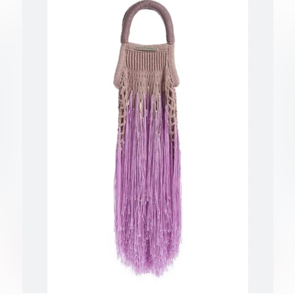 Petit Kouraj Mini Fringe Top Handle Bag pink/tan new mermaid fringe barbiecore